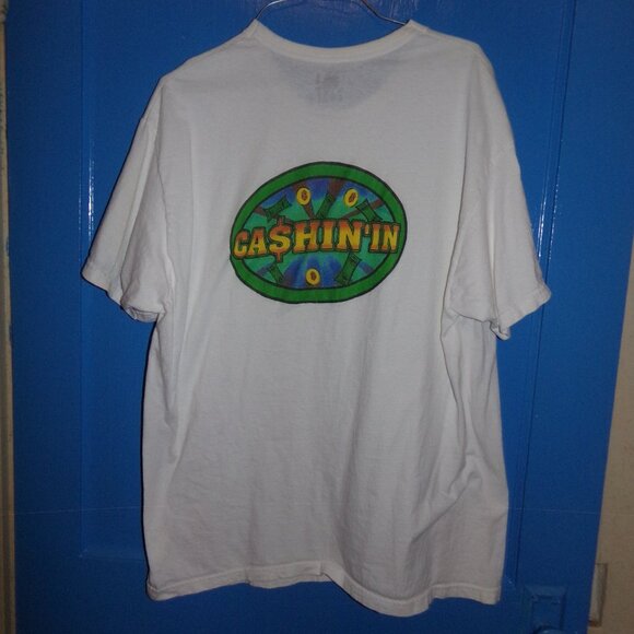 Vintage "Cashin In" Casino T-Shirt - Fruit of the Loom - White w/ Logo - XL - Picture 1 of 6